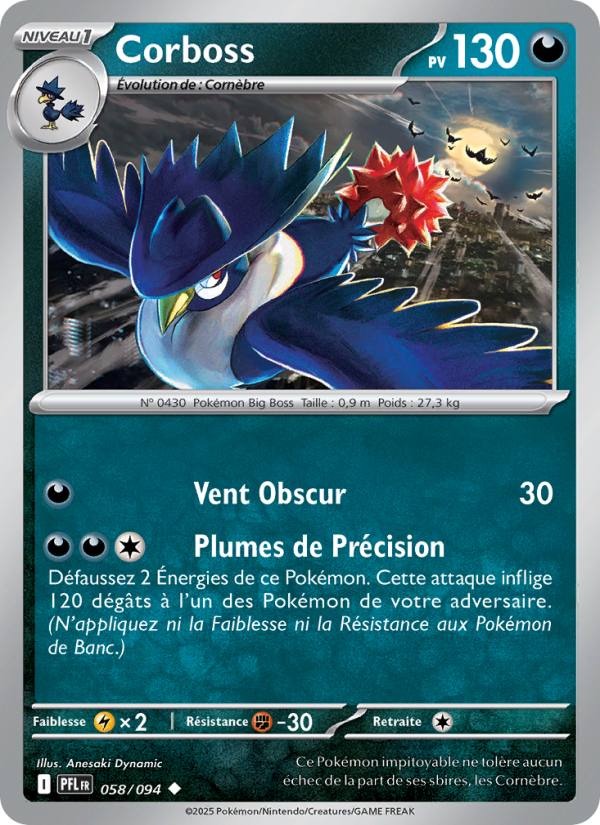 Corboss 058 — Phantasmal Flames (French Pokémon TCG card)