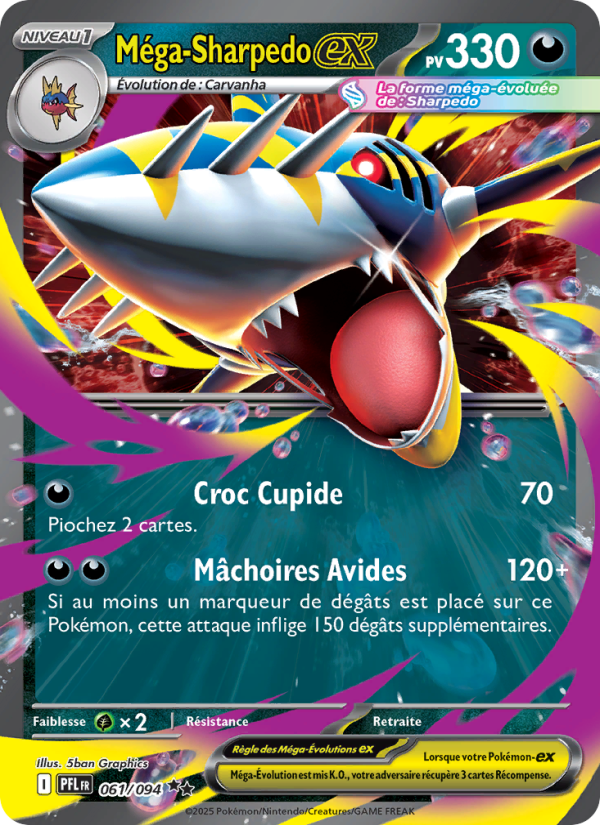 Méga-Sharpedo-ex 061 — Phantasmal Flames (French Pokémon TCG card)