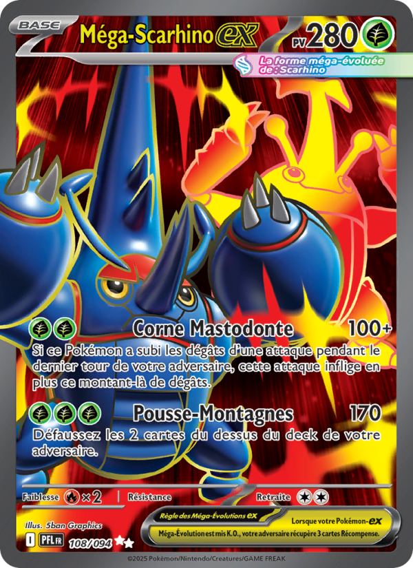 Méga-Scarhino-ex 108 — Phantasmal Flames (French Pokémon TCG card)