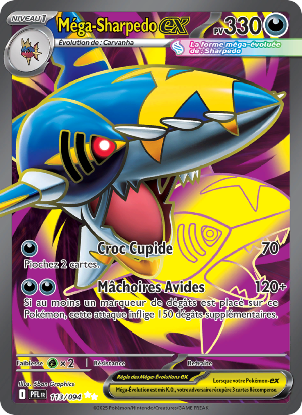 Méga-Sharpedo-ex 113 — Phantasmal Flames (French Pokémon TCG card)