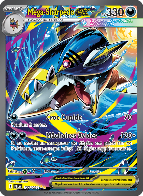 Méga-Sharpedo-ex 127 — Phantasmal Flames (French Pokémon TCG card)