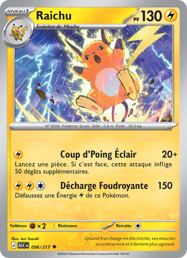 Raichu 056 — Erhabene Helden (French Pokémon TCG card)