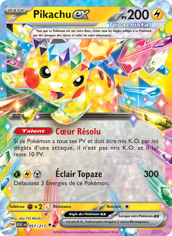 Pikachu-ex 057 — Erhabene Helden (French Pokémon TCG card)