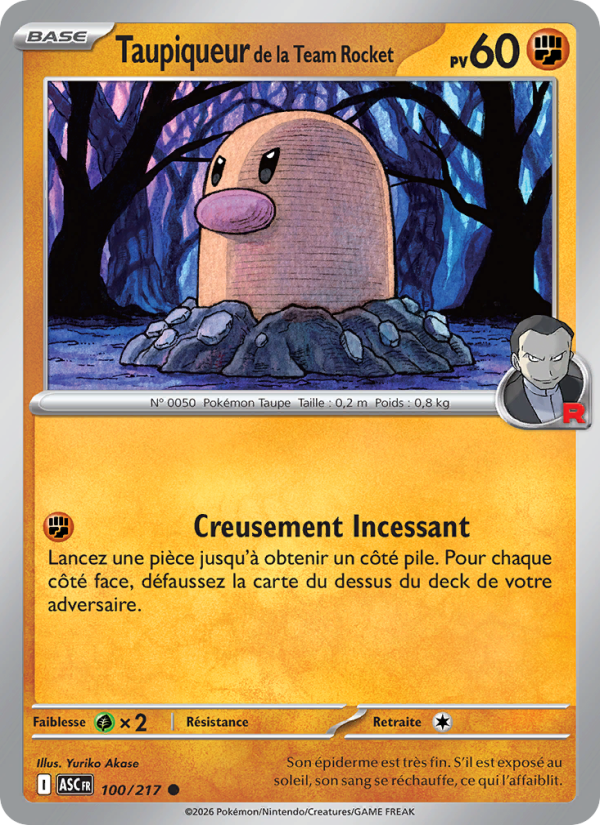 Taupiqueur de la Team Rocket 100 — Erhabene Helden (French Pokémon TCG card)