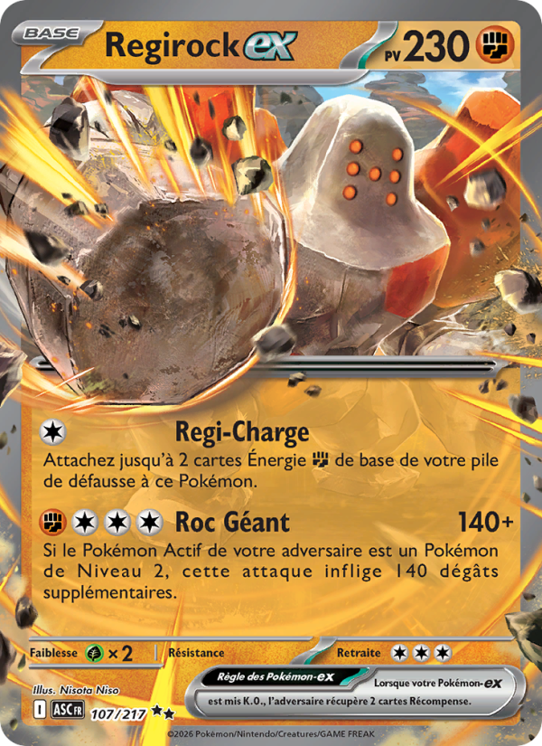 Regirock-ex 107 — Erhabene Helden (French Pokémon TCG card)
