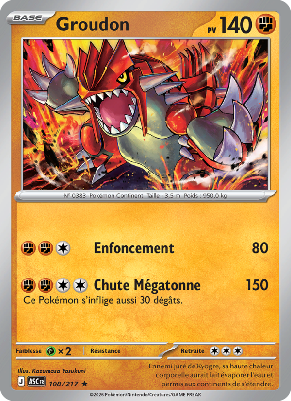 Groudon 108 — Erhabene Helden (French Pokémon TCG card)