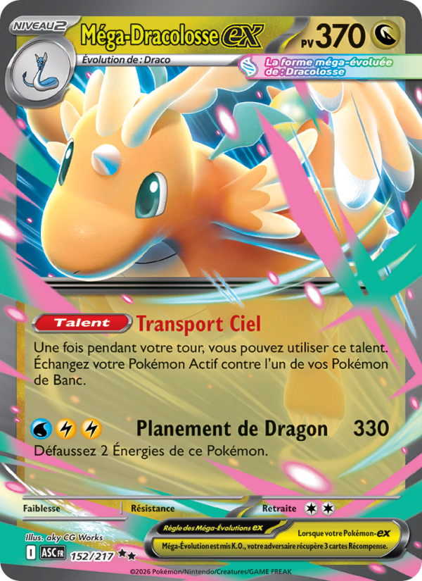 Méga-Dracolosse-ex 152 — Erhabene Helden (French Pokémon TCG card)