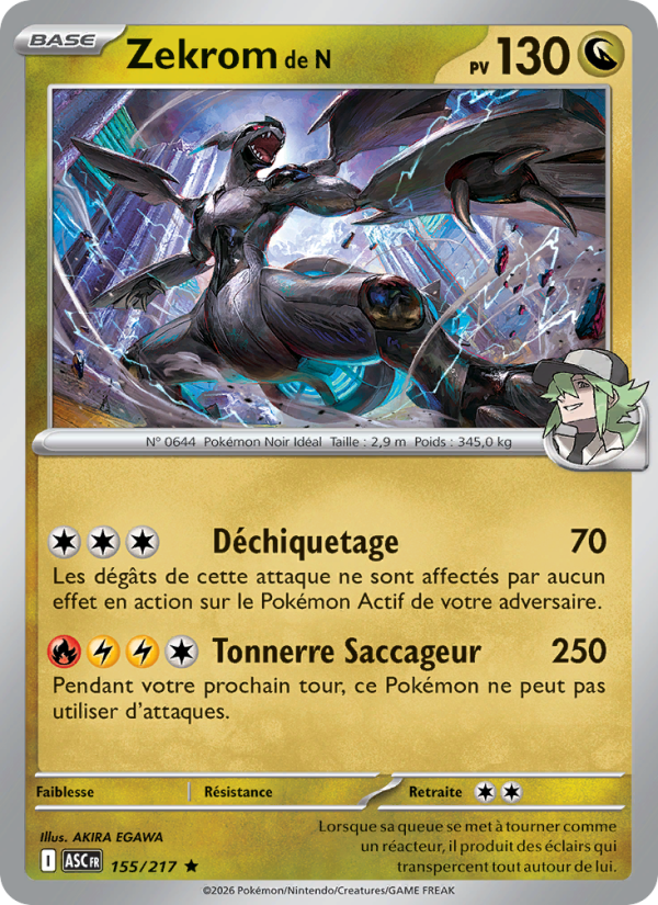Zekrom de N 155 — Erhabene Helden (French Pokémon TCG card)