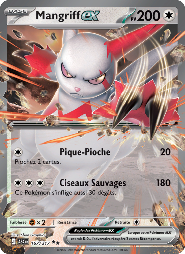 Mangriff-ex 167 — Erhabene Helden (French Pokémon TCG card)
