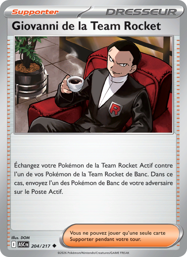 Giovanni de la Team Rocket 204 — Erhabene Helden (French Pokémon TCG card)