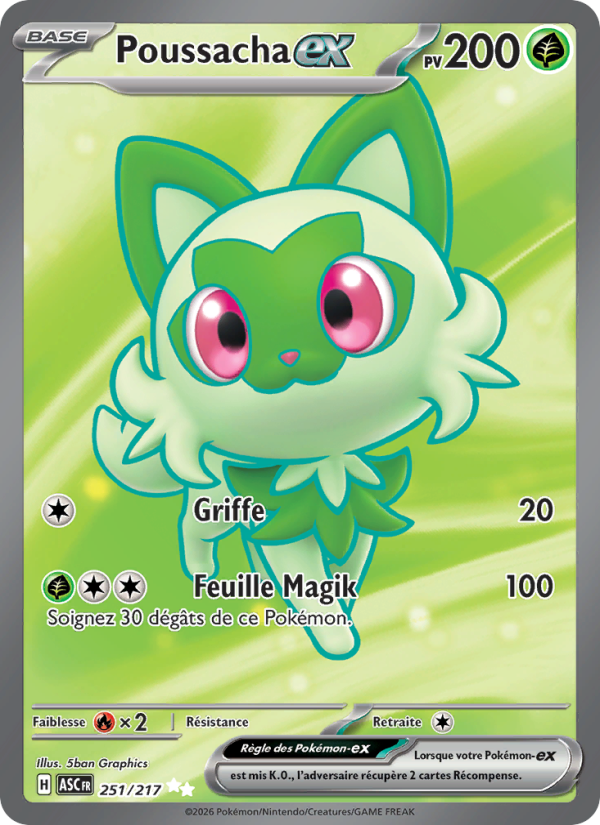 Poussacha-ex 251 — Erhabene Helden (French Pokémon TCG card)