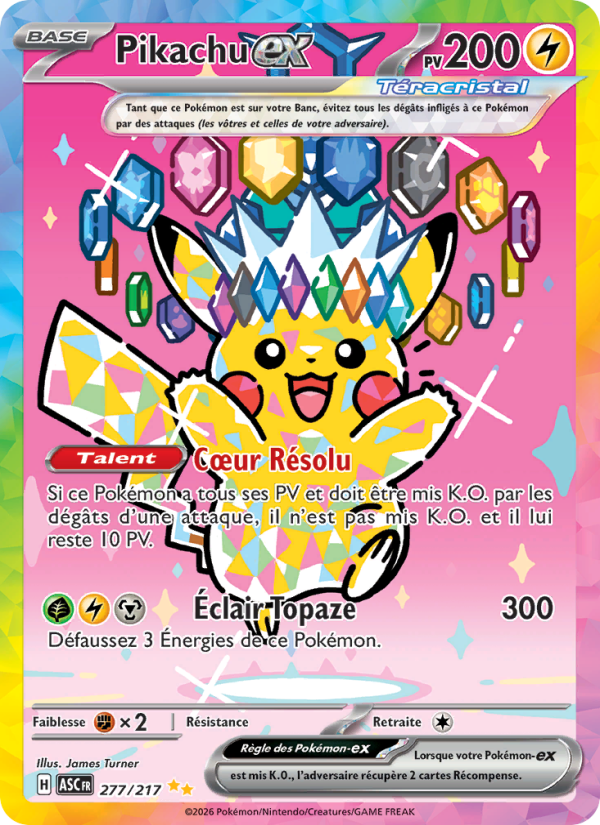 Pikachu-ex 277 — Erhabene Helden (French Pokémon TCG card)