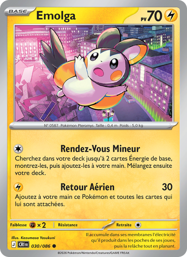 Emolga 030 — Wachsendes Chaos (French Pokémon TCG card)