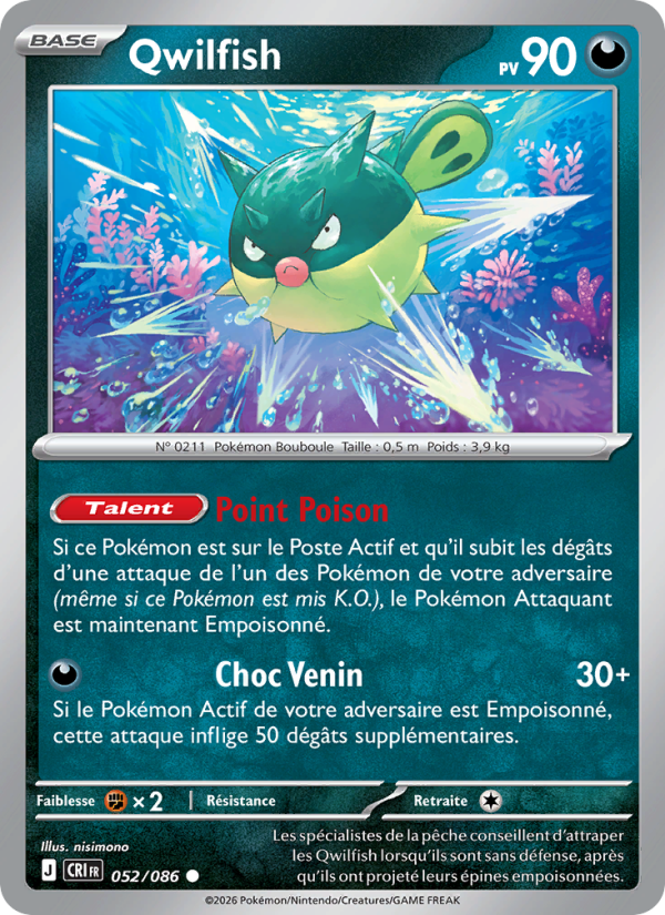 Qwilfish 052 — Wachsendes Chaos (French Pokémon TCG card)