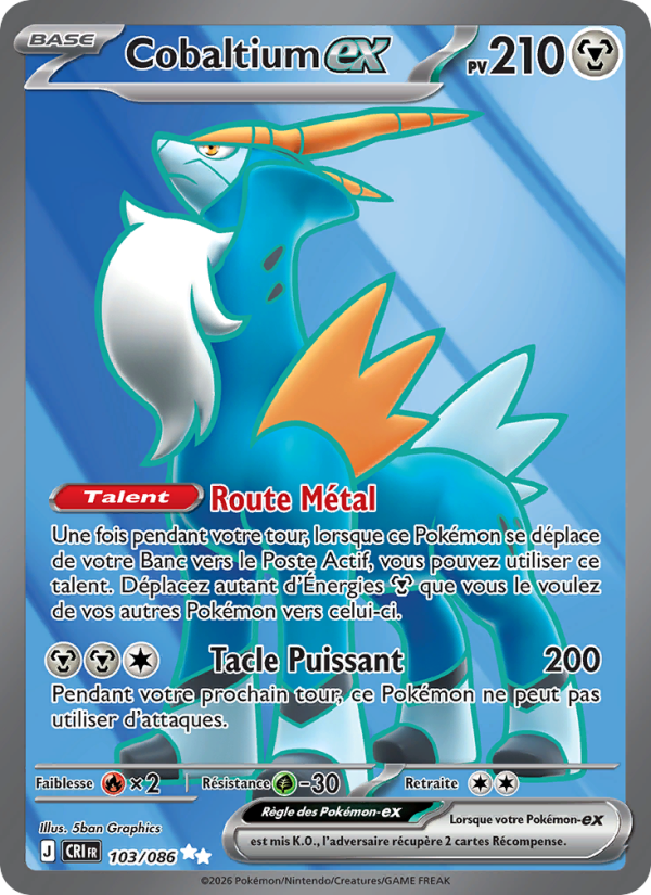 Cobaltium-ex 103 — Wachsendes Chaos (French Pokémon TCG card)