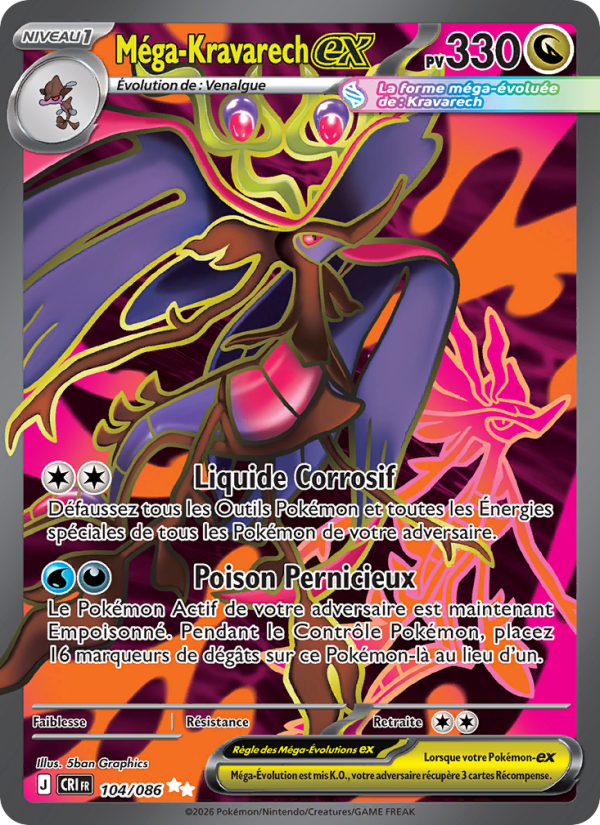 Méga-Kravarech-ex 104 — Wachsendes Chaos (French Pokémon TCG card)