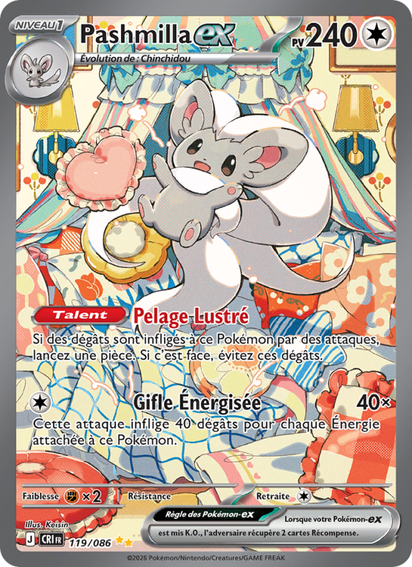 Pashmilla-ex 119 — Wachsendes Chaos (French Pokémon TCG card)