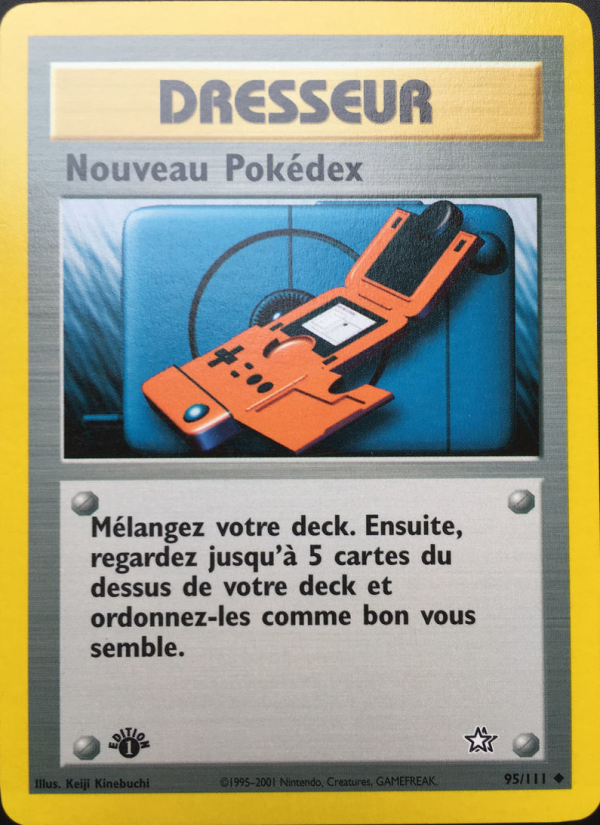 Nouveau Pokédex 95 — Neo Genesis (French Pokémon TCG card)