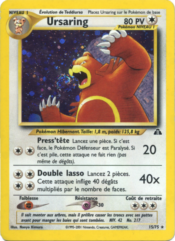 Ursaring 15 — Neo Discovery (French Pokémon TCG card)