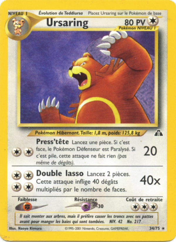 Ursaring 34 — Neo Discovery (French Pokémon TCG card)