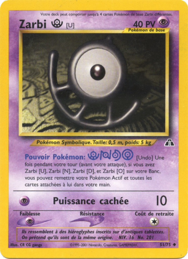 Zarbi U 51 — Neo Discovery (French Pokémon TCG card)