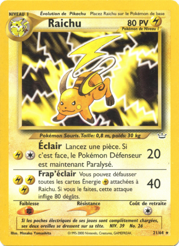 Raichu 21 — Neo Revelation (French Pokémon TCG card)