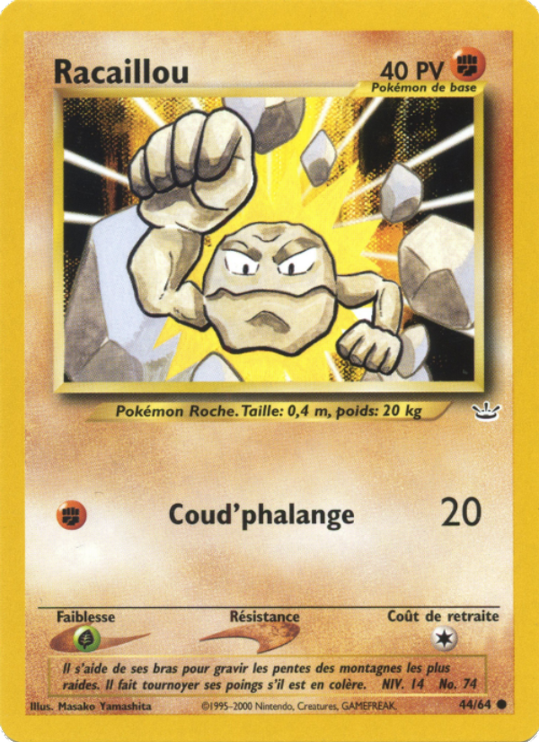 Racaillou 44 — Neo Revelation (French Pokémon TCG card)