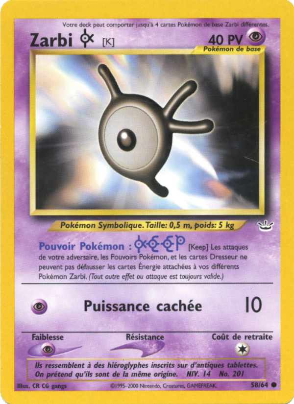 Zarbi K 58 — Neo Revelation (French Pokémon TCG card)