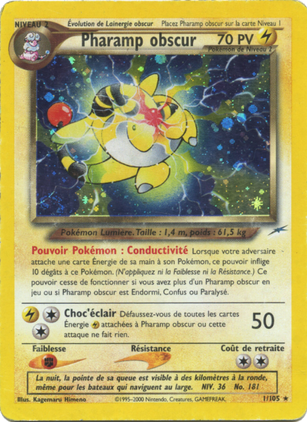 Pharamp obscur 1 — Neo Destiny (French Pokémon TCG card)