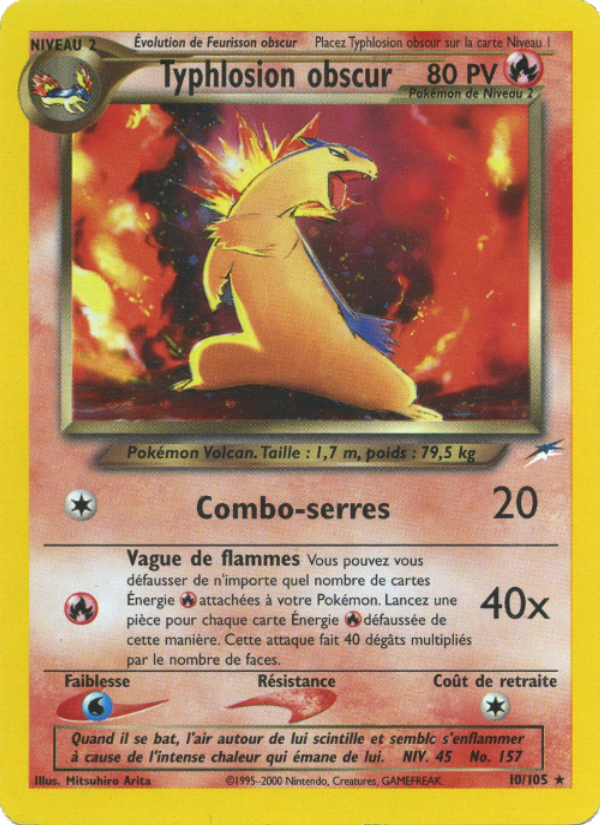 Typhlosion obscur 10 — Neo Destiny (French Pokémon TCG card)