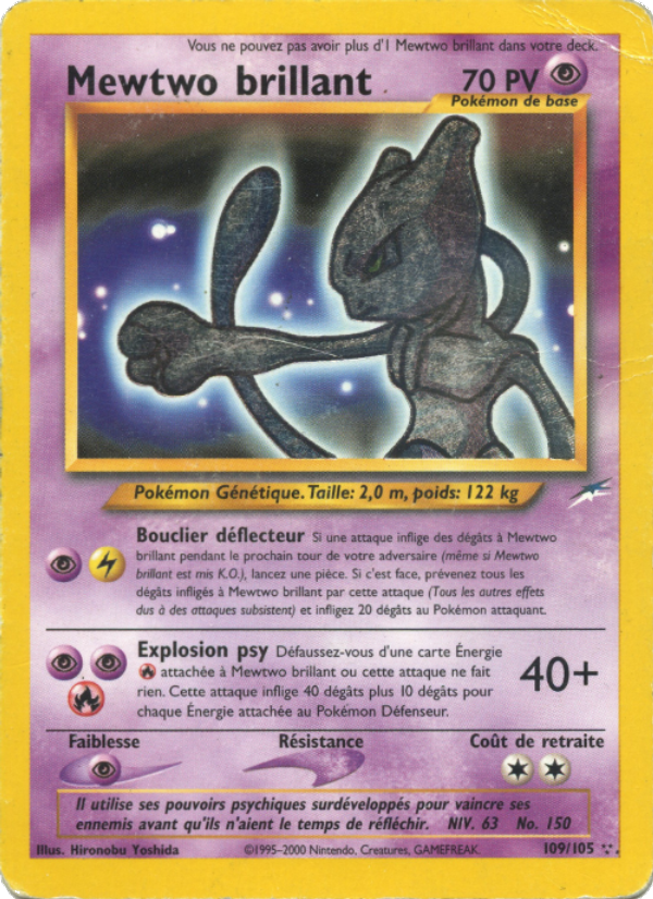 Mewtwo brillant 109 — Neo Destiny (French Pokémon TCG card)