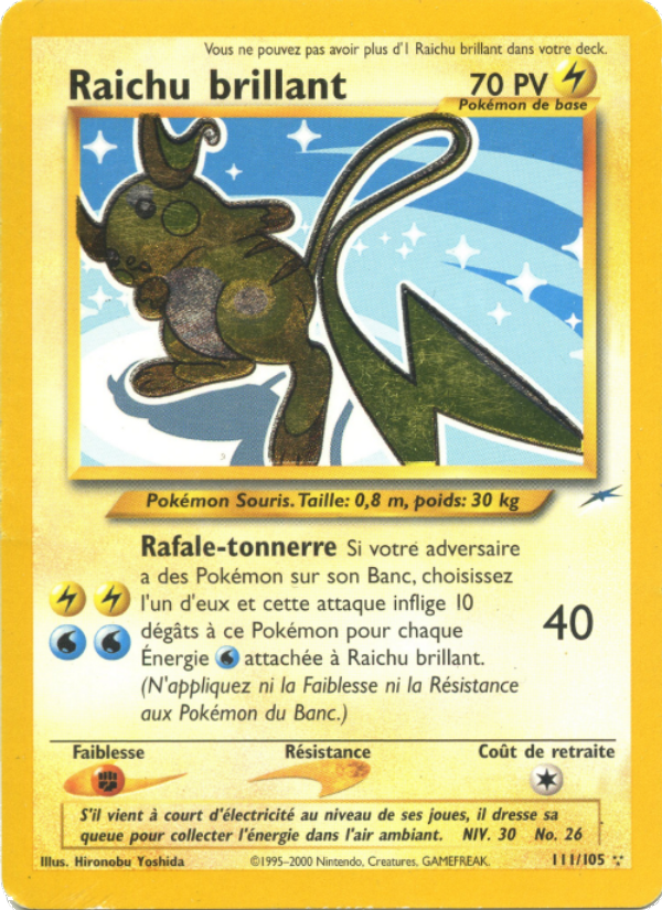 Raichu brillant 111 — Neo Destiny (French Pokémon TCG card)
