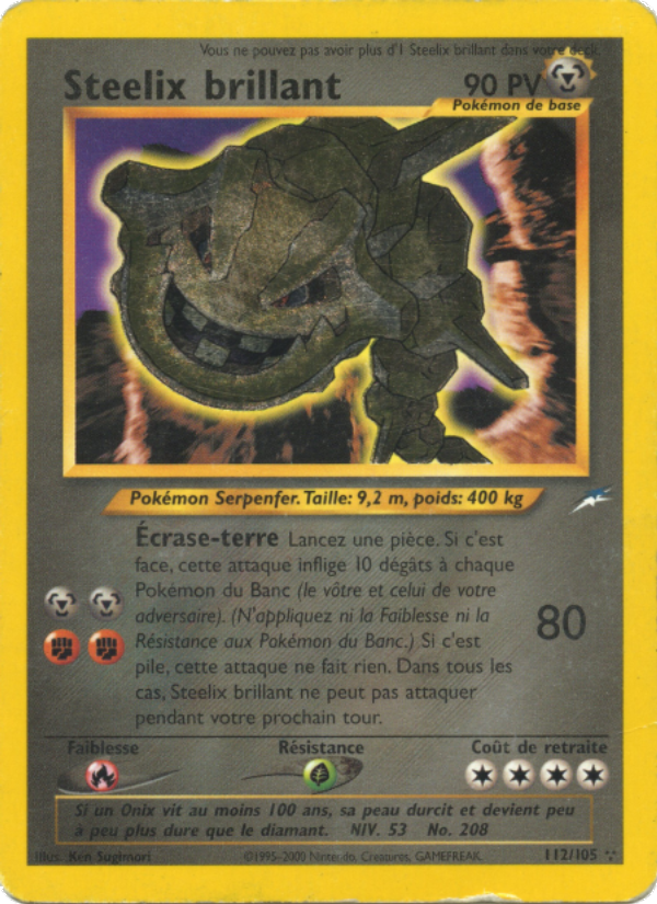Steelix brillant 112 — Neo Destiny (French Pokémon TCG card)
