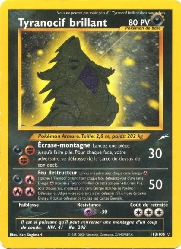 Tyranocif brillant 113 — Neo Destiny (French Pokémon TCG card)