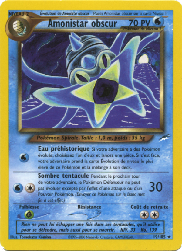 Amonistar obscur 19 — Neo Destiny (French Pokémon TCG card)