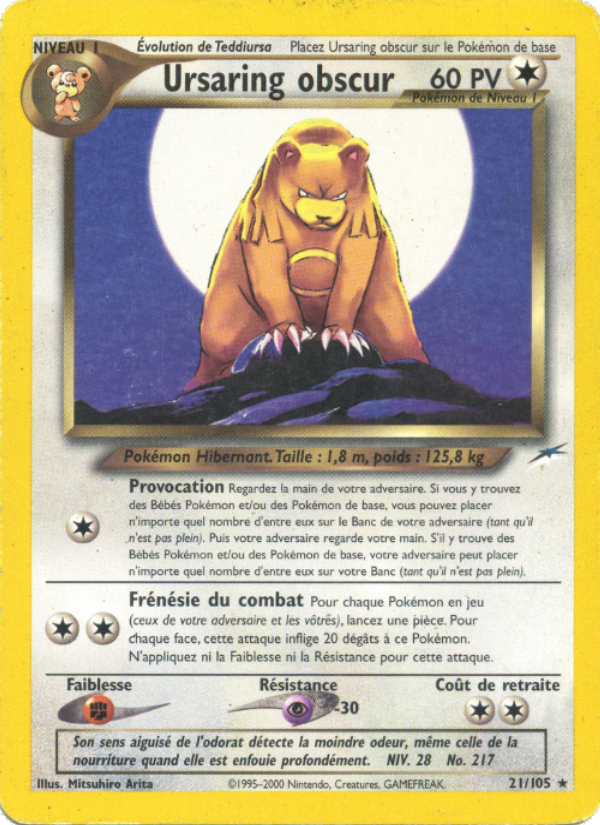 Ursaring obscur 21 — Neo Destiny (French Pokémon TCG card)