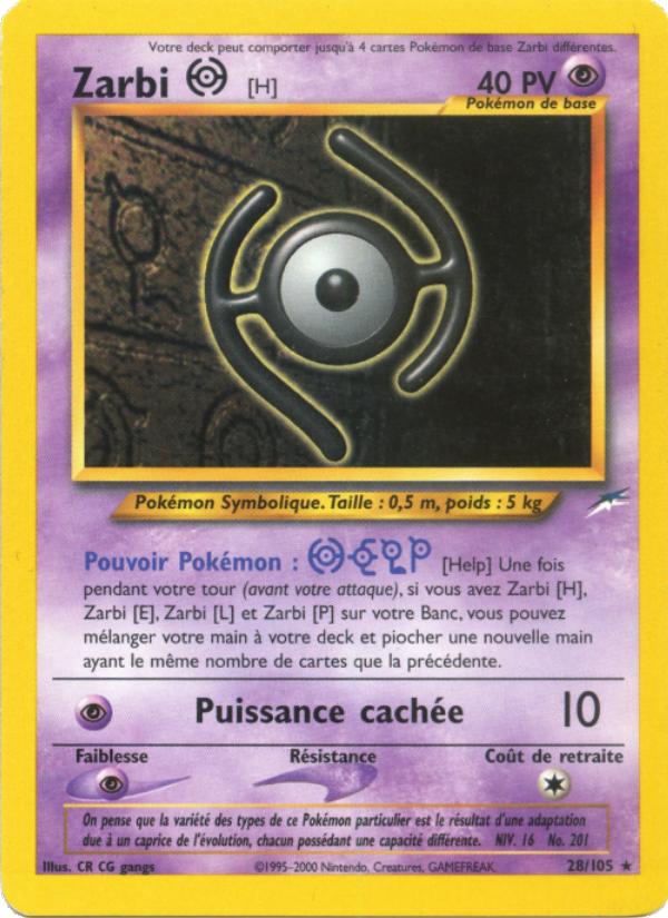 Zarbi H 28 — Neo Destiny (French Pokémon TCG card)