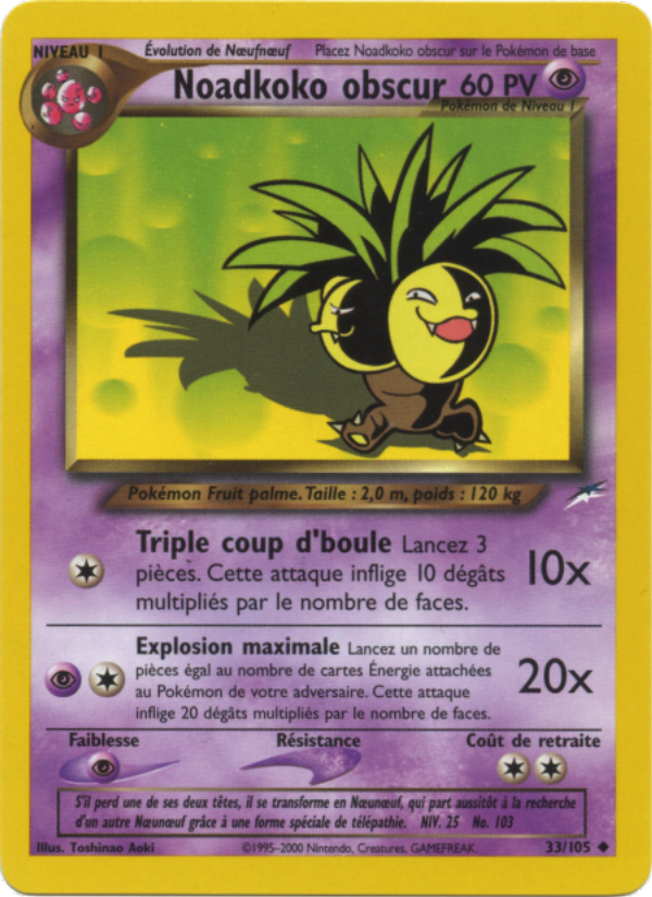 Noadkoko obscur 33 — Neo Destiny (French Pokémon TCG card)