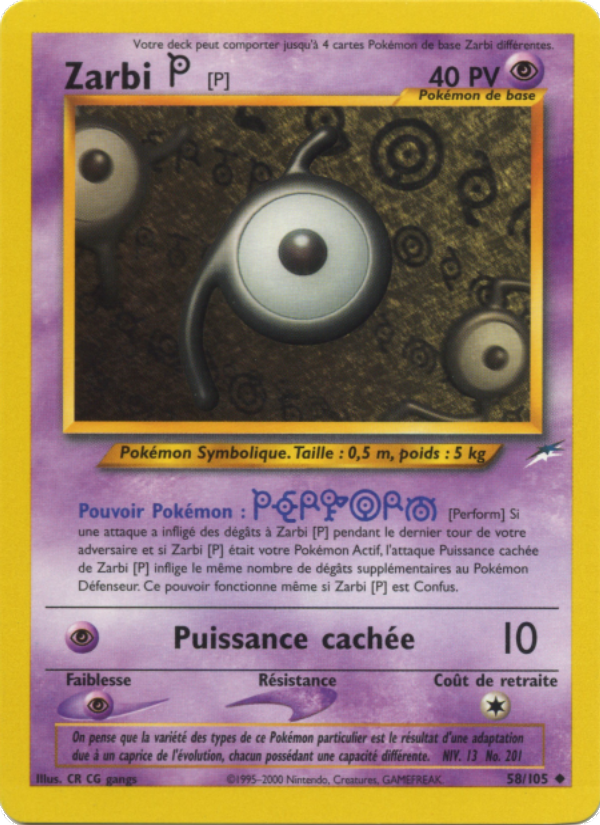 Zarbi P 58 — Neo Destiny (French Pokémon TCG card)