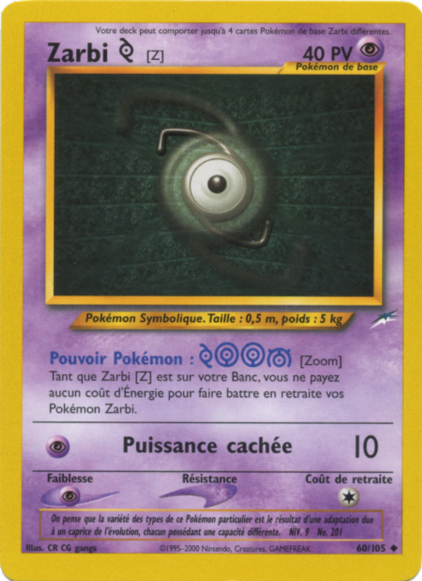 Zarbi Z 60 — Neo Destiny (French Pokémon TCG card)