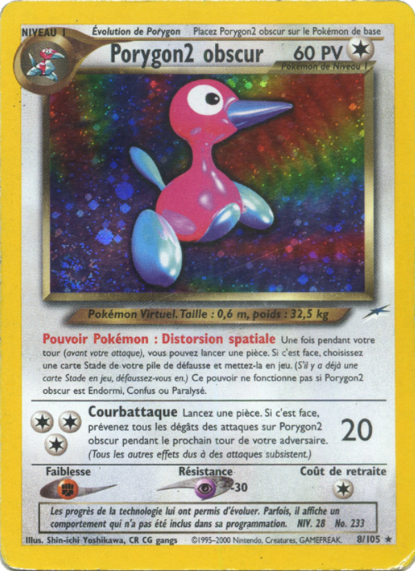 Porygon2 obscur 8 — Neo Destiny (French Pokémon TCG card)