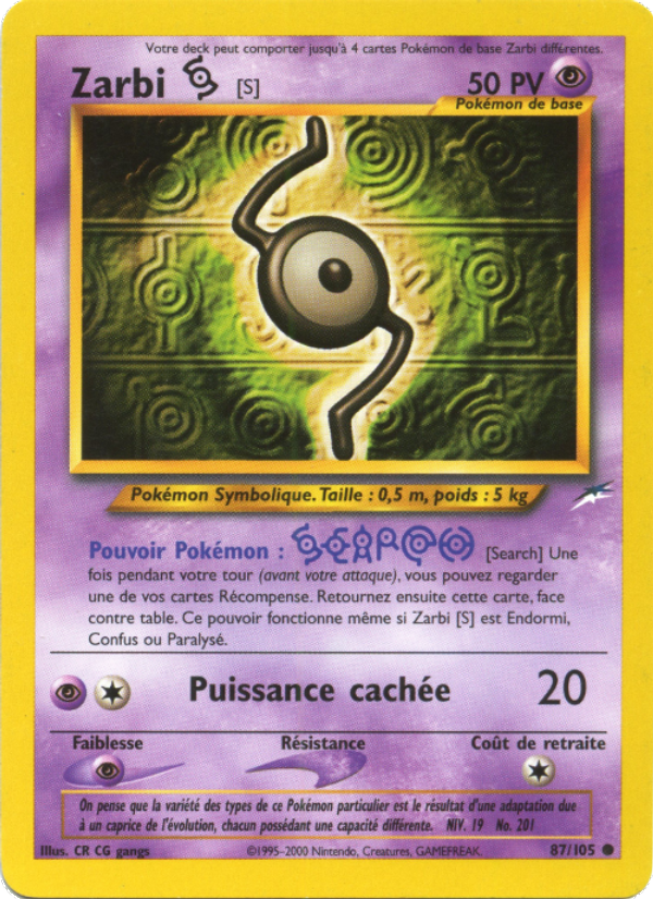 Zarbi S 87 — Neo Destiny (French Pokémon TCG card)