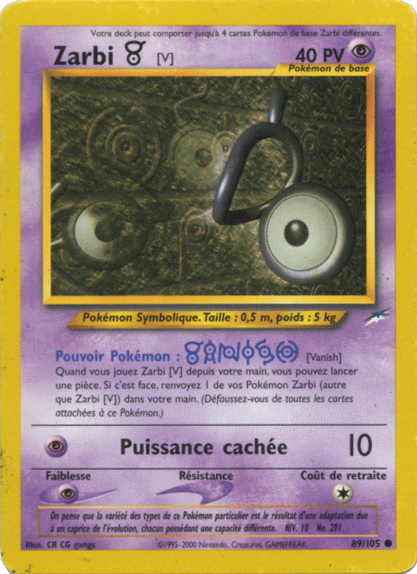 Zarbi V 89 — Neo Destiny (French Pokémon TCG card)
