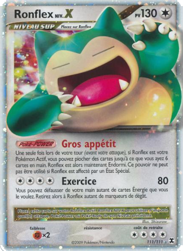 Ronflex Niv. X 111 — Rising Rivals (French Pokémon TCG card)