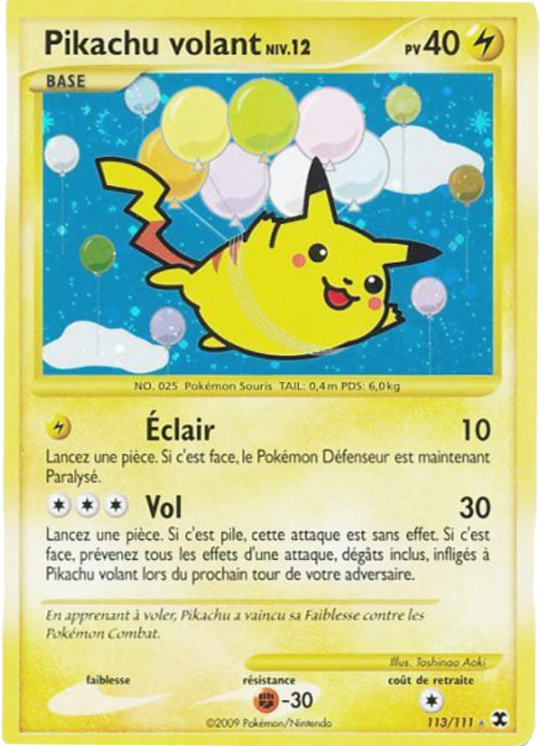 Pikachu volant Niv. 12 113 — Rising Rivals (French Pokémon TCG card)