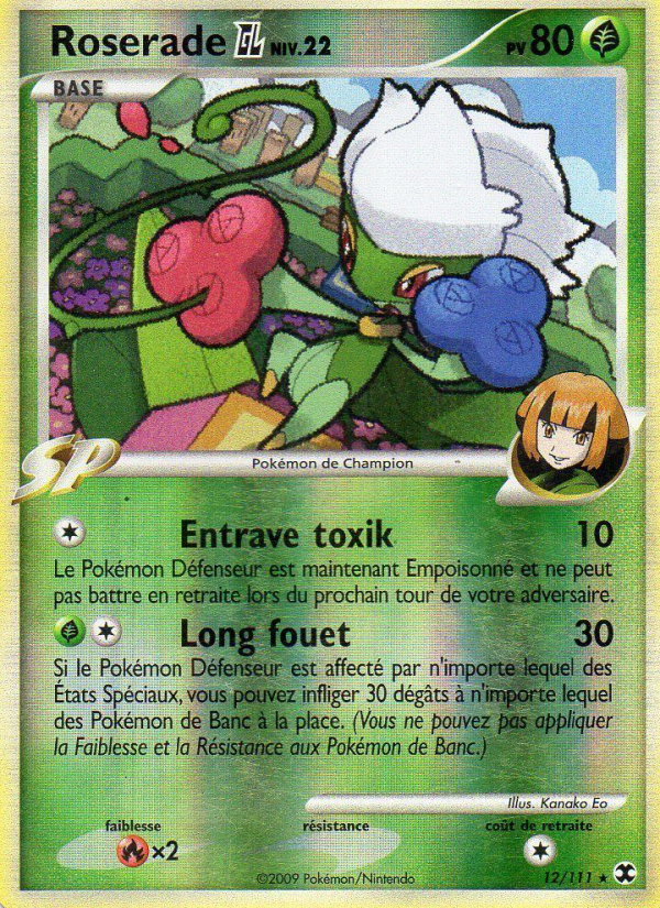 Roserade Niv. 22 12 — Rising Rivals (French Pokémon TCG card)