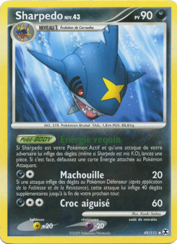 Sharpedo Niv. 43 49 — Rising Rivals (French Pokémon TCG card)