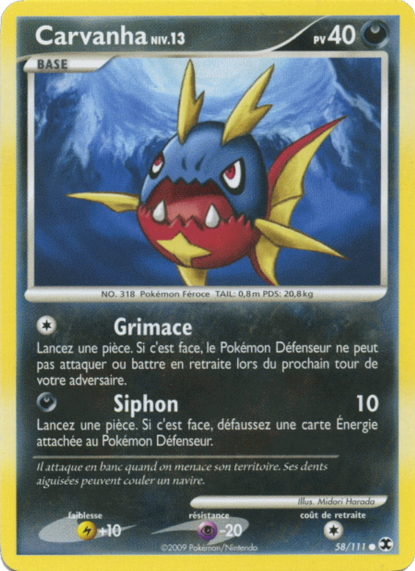 Carvanha Niv. 13 58 — Rising Rivals (French Pokémon TCG card)