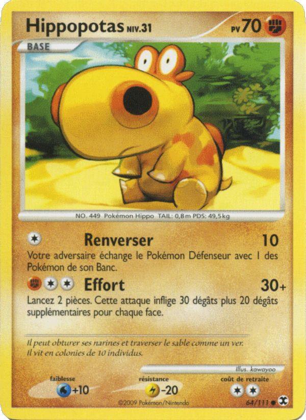 Hippopotas Niv. 31 64 — Rising Rivals (French Pokémon TCG card)