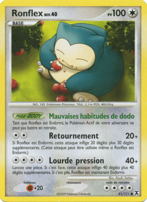Ronflex Niv. 40 81 — Rising Rivals (French Pokémon TCG card)